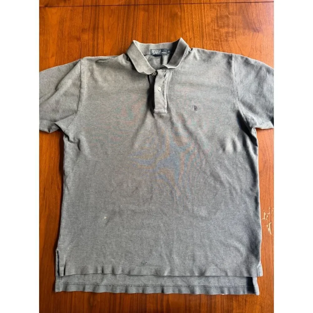 Vintage Polo Ralph Lauren Grey Pique Short Sleeve Polo Shirt - Men's XL